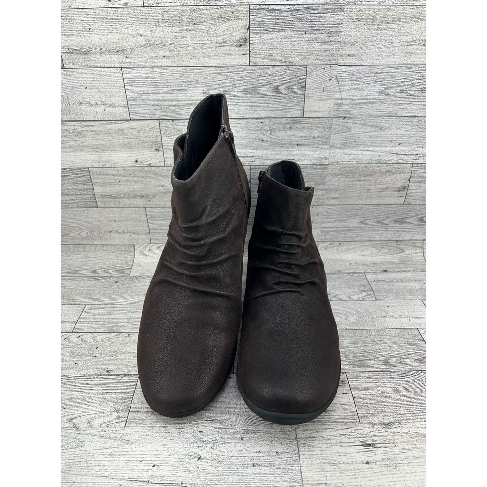 Clarks Cloudsteppers Brown Ruched Side Zip Ankle Boots Womens 9.5 M 261224404070